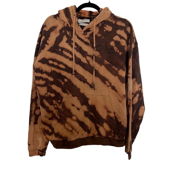 Tie-Dye Oversized Hoodie Sweatshirt S/P Unisex Standard/Cloth Cotton Brown & Tan - Picture 1 of 4